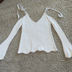 Tie shoulder knit sweater